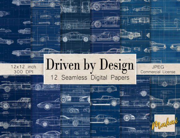 12 Vintage Car Blueprint Seamless: A Creative Resource for Retro-Inspired Design Projects