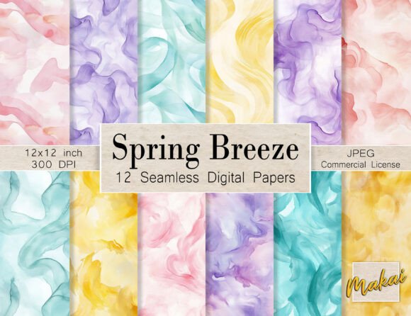 12 Watercolor Spring Color Seamless: A Versatile Digital Pattern Collection for Creative Projects