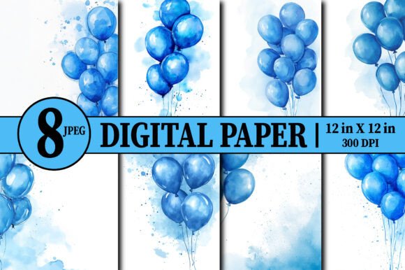 Blue Party Balloons Digital Paper Bundle: A Versatile Tool for Creative Projects