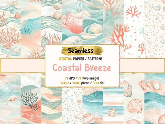 Coastal Breeze Seamless Digital Papers: A Refreshing Addition to Your Creative Toolkit