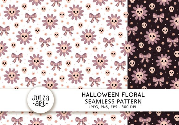 Coquette Halloween Floral Skull Pattern: A Versatile Design Asset