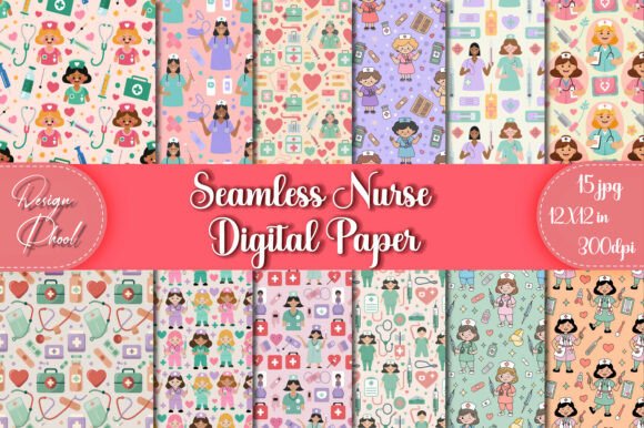 Creative Nurse-Themed Digital Paper for Design Projects