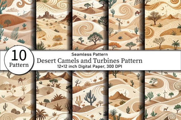 Desert Camels and Turbines Pattern: A Creative Resource for Designers