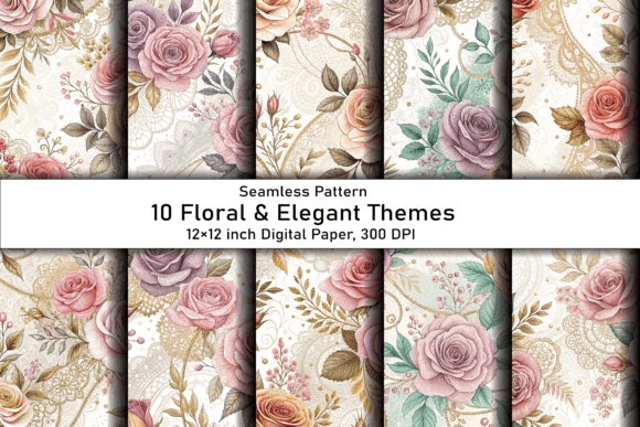 Enhance Your Creative Projects with the Vintage Roses Mother’s Day Pattern Digital Paper Bundle