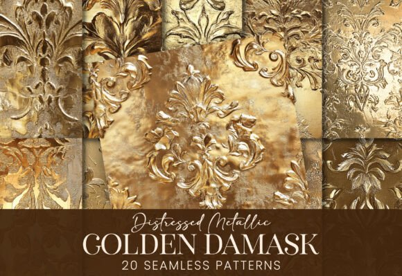 Gold French Damask Metallic Texture Art – Elevate Your Creative Projects with Timeless Elegance