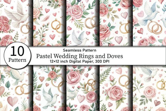 Pastel Wedding Rings and Doves: A Delicate Touch for Your Creative Projects