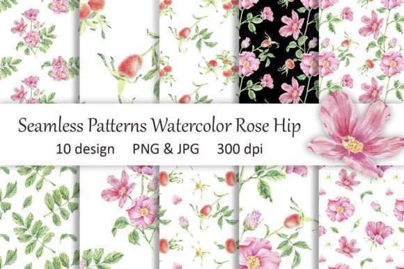 Rose Hip Flower Berry Watercolor Pattern: A Versatile Design Element