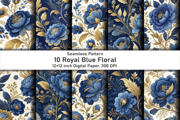 Royal Blue Floral Paper Pack: A Versatile Resource for Creative Projects