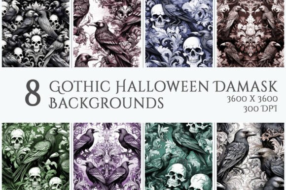 Seamless Halloween Damask Set: A Versatile Resource for Gothic and Spooky Season Designs