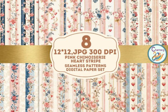 Seamless Paper Pink Chinoiserie Stripe: A Versatile Design for Creative Projects