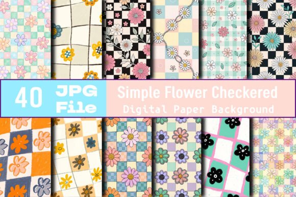 Seamless Simple Flower Checkered Papers