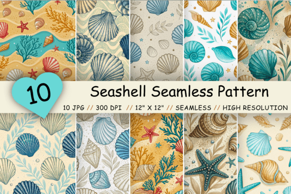 Seashell Seamless Pattern - Sandy Beige Elegance
