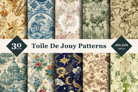 Toile De Jouy Seamless Pattern 09