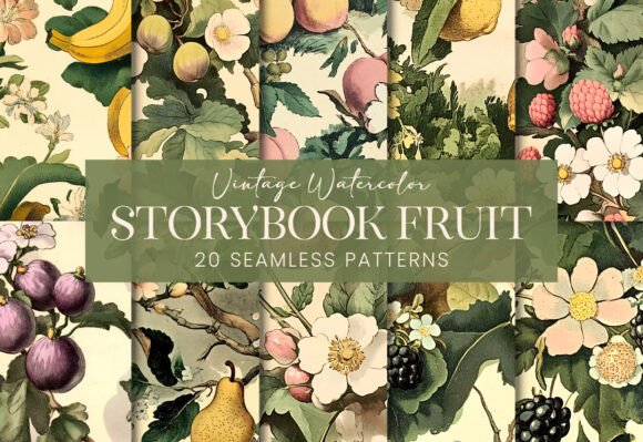 Vintage Aged Art Nouveau Fruits and Florals: Timeless Elegance for Modern Creativity