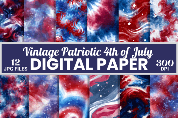 Vintage Patriotic 4th of July Paper Pattern Digital Design
